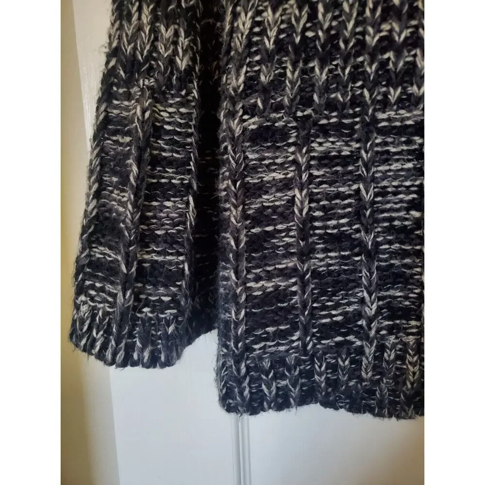 II Sisters Black Grey Shawl Collar Chunky Knit Cardigan Sweater, Women's Large - Picture 11 of 11